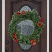 Снимка на Коледен венец за врата с шишарки 36 см