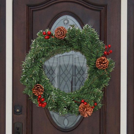 Снимка на Коледен венец за врата с шишарки 36 см