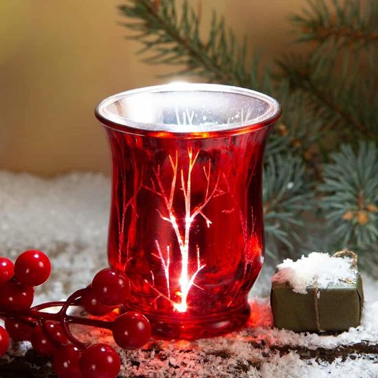 Снимка на Коледен свещник 9x7x7 см червен модел 2