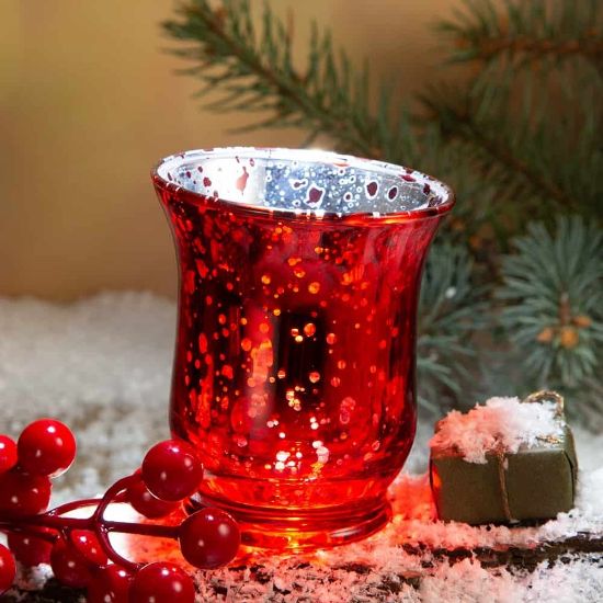 Снимка на Коледен свещник 9x7x7 см червен модел 1