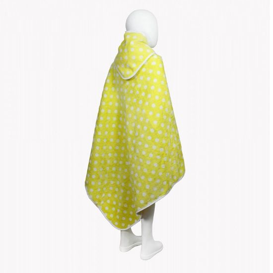 Снимка на Бебешка хавлия с качулка на точки 100x100 см жълта BULGARIA TEX