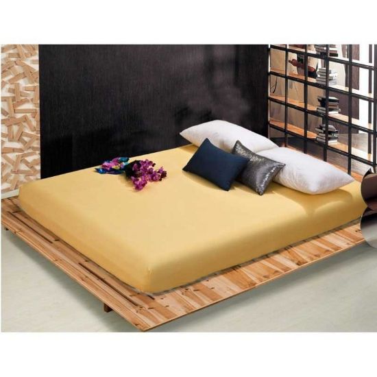 Снимка на Чаршаф с ластик 90x200x20 см ранфорс светложълт RAKLA