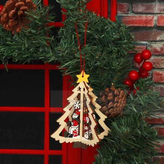 Снимка на Коледна дървена 3D играчка за закачане