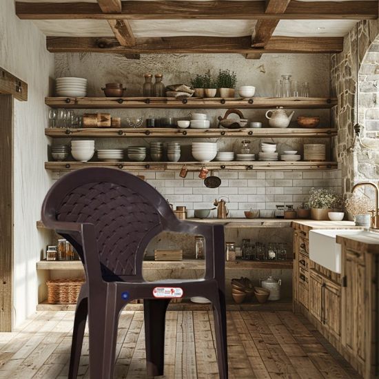 Снимка на Градински стол PVC кафяв Palmiye MEVSIM