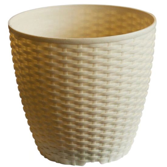 Снимка на Саксия Ø23.5х21 см крем Kamelya Ratan HOME DECOR