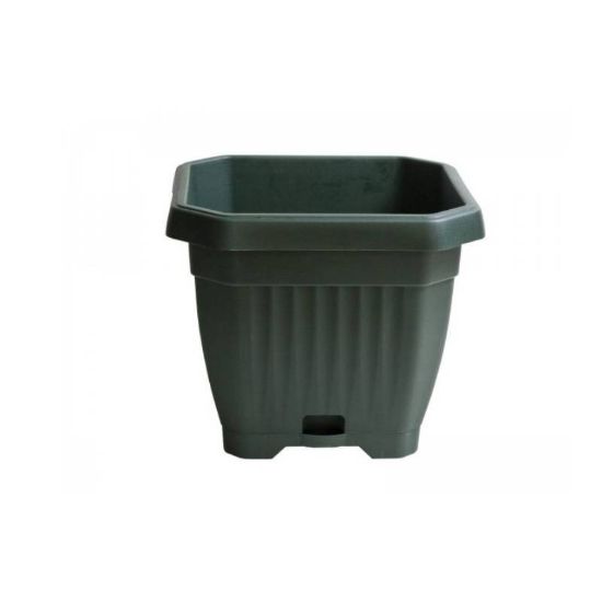 Снимка на Осмоъгълна оребрена саксия 17х17 см зелена