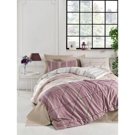 Снимка на Двоен спален комплект 4 части 100% памук Квадрати ZAMBAK