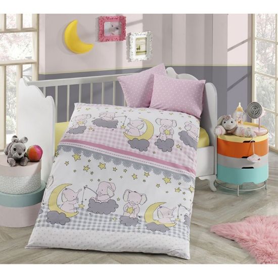 Снимка на Спален комплект за бебе 4 части 100% памук Слончета ZAMBAK