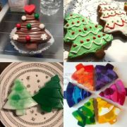 Снимка на Силиконов молд Елхички с шест гнезда за кексчета