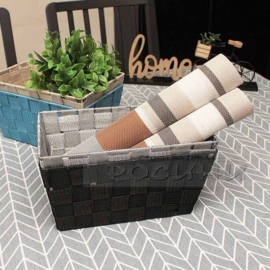 Снимка на Правоъгълен плетен панер за съхранение