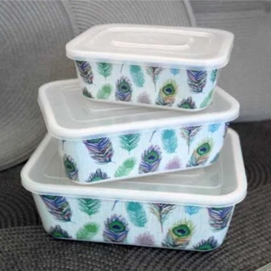 Снимка на Бамбукови кутии за съхранение на храна 3 броя