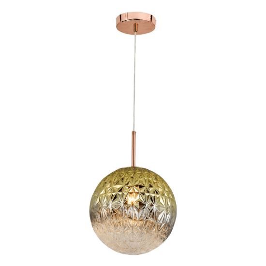 Снимка на Oсветително тяло абажур 1xE27 Сфера релеф злато GAUSS