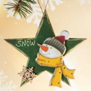 Снимка на Дървена коледна играчка за елха звезда 14x14x1 см