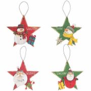 Снимка на Дървена коледна играчка за елха звезда 14x14x1 см