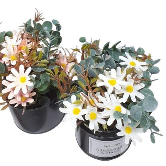 Снимка на Изкуствени маргарити в кашпа 15x15x18 см